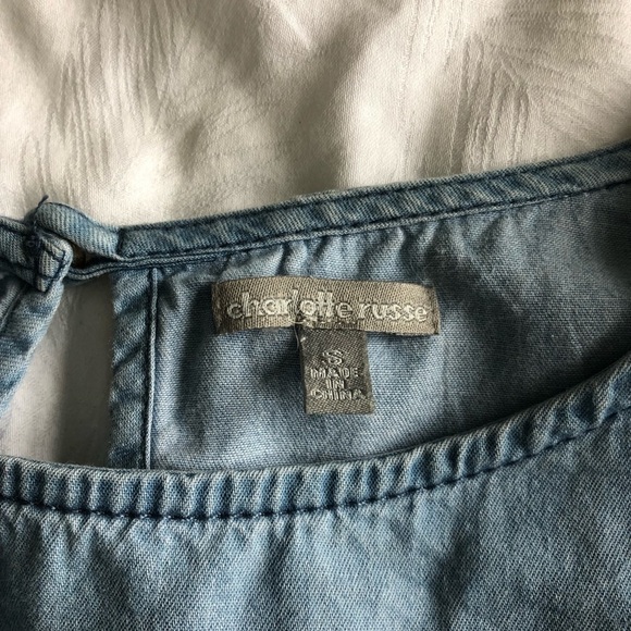 𝅺Charlotte Russe Bell Sleeved Chambray Denim Shirt - Picture 11 of 12